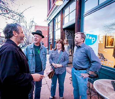 Mark Sink, Rupert Jenkins, Barb and Gary outside at Entre Nous